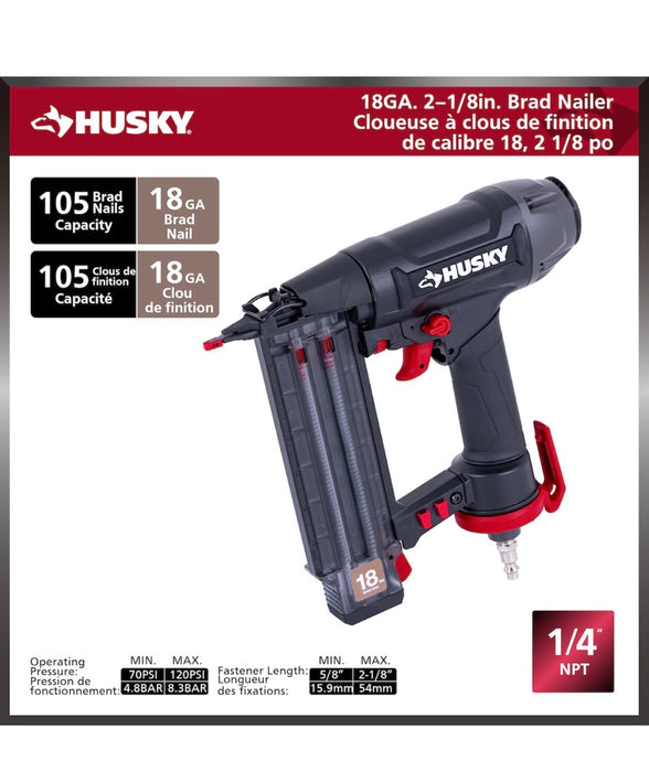 Husky 6 Gal Portable Electric Pancake Air Compressor with 18GA Brad Nailer & Hose