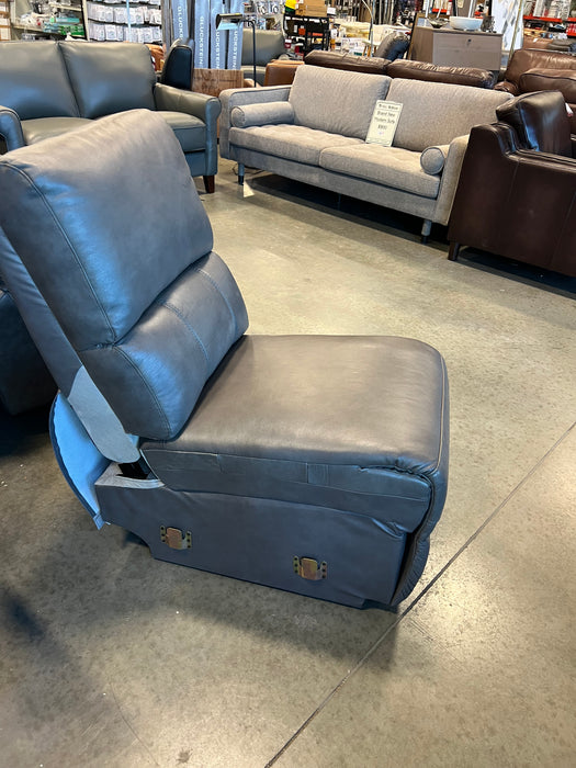Grey Armless Leather Chair with Stitching (new)