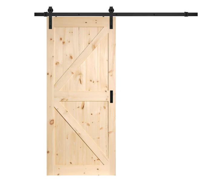 TRUporte 36-inch x 84-inch Pine K Design Rustic Barn Door with Hardware Kit (New)