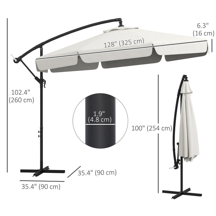 11FT Offset Hanging Patio Umbrella with Easy Tilt and Cross Base, Cream White (New)
