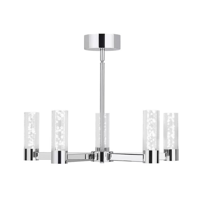 Home Decorators Collection Callum 5-Light Integrated LED Dimmable Chrome Cylinder Candle-Style Chandelier Clear Acrylic Shade (New)