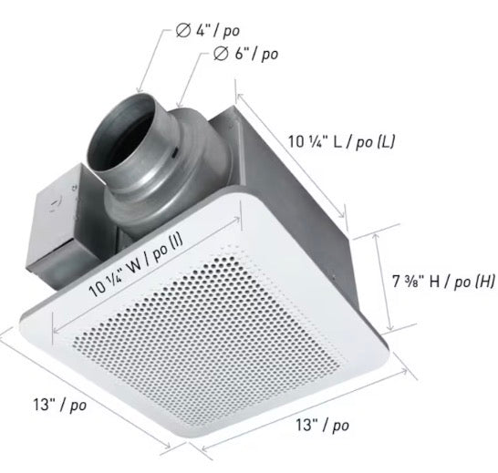 Panasonic 130-150 CFM 0.4-0.6 Sones Whisper Choice Bath Fan (for rooms < 140 sq. ft.)
