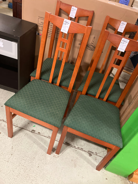 Dining chair with green cushion (used)