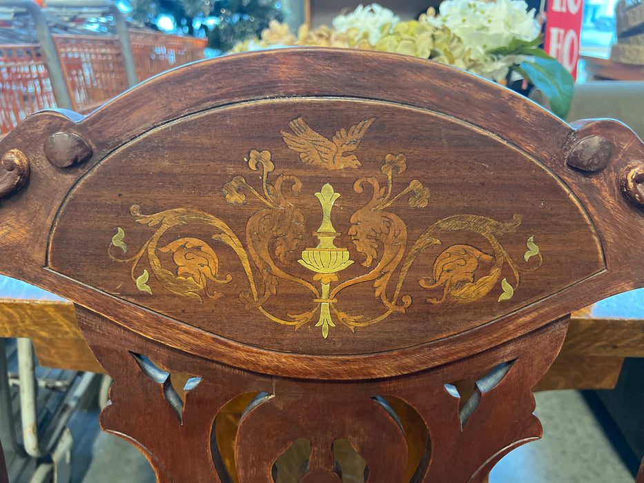 Antique Reupholstered Wood Armchair (new)