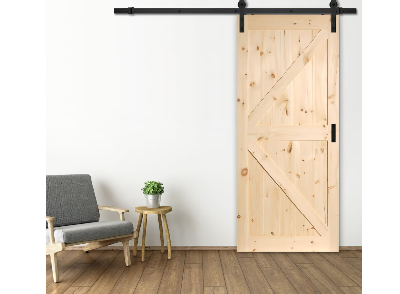 TRUporte 36-inch x 84-inch Pine K Design Rustic Barn Door with Hardware Kit (New)