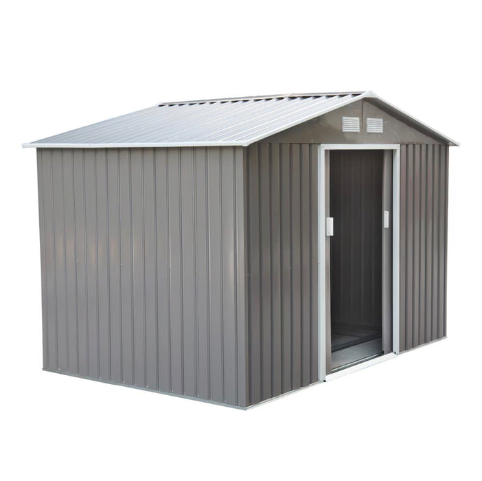 Outsunny 9x6ft Garden Storage Shed Metal Storage House w/ Floor Foundation Patio Steel (new in box as is)