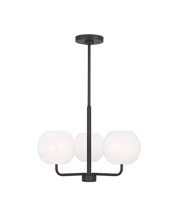 Generation Lighting Rory Small 21 inch. 3-Light Midnight Black Chandelier with Opal Glass Shades (new)
