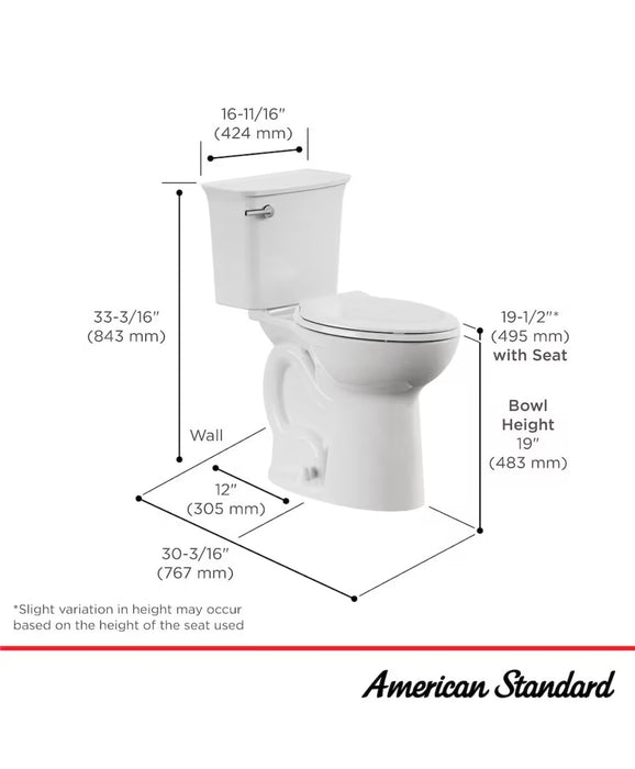 American Standard Elevation Two-Piece 4.8 Lpf Extra Tall Height Elongated Toilet With Slow Close Toilet Seat (new)