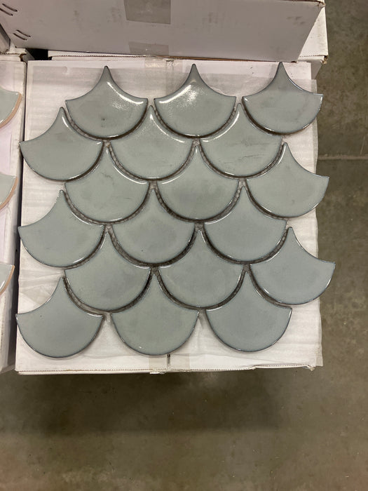 Ash Fish Scale  Mosaic(Dark Grey)/ Fan Fish Scale Mosaic (Light Grey)