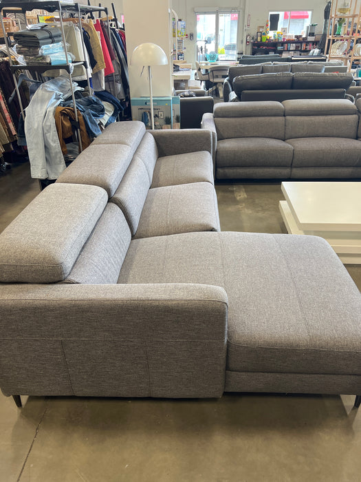 Left Chaise Grey Tweed Sectional