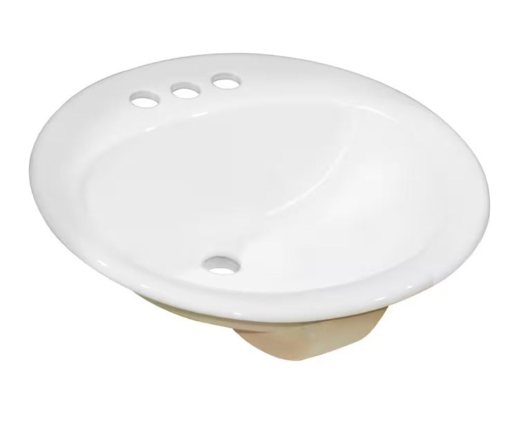 Round Drop-In Bathroom Sink in White