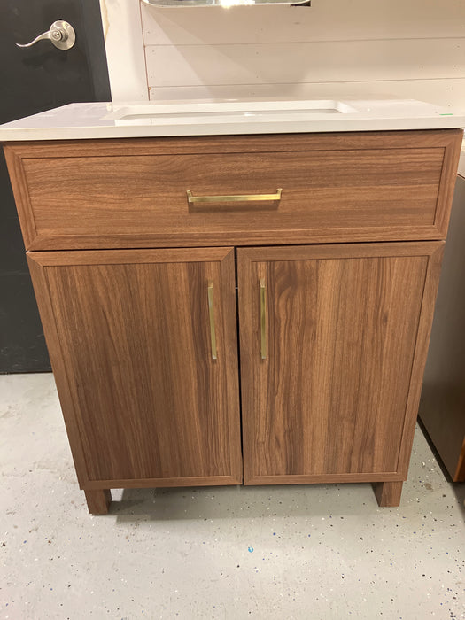 Walnut Vanity with Gold Hardware