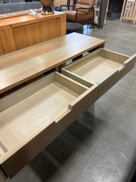 Natural Wood Console Table with 2 Soft-Close Drawers