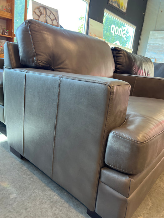 Grey Leather Wide Armchair (new)
