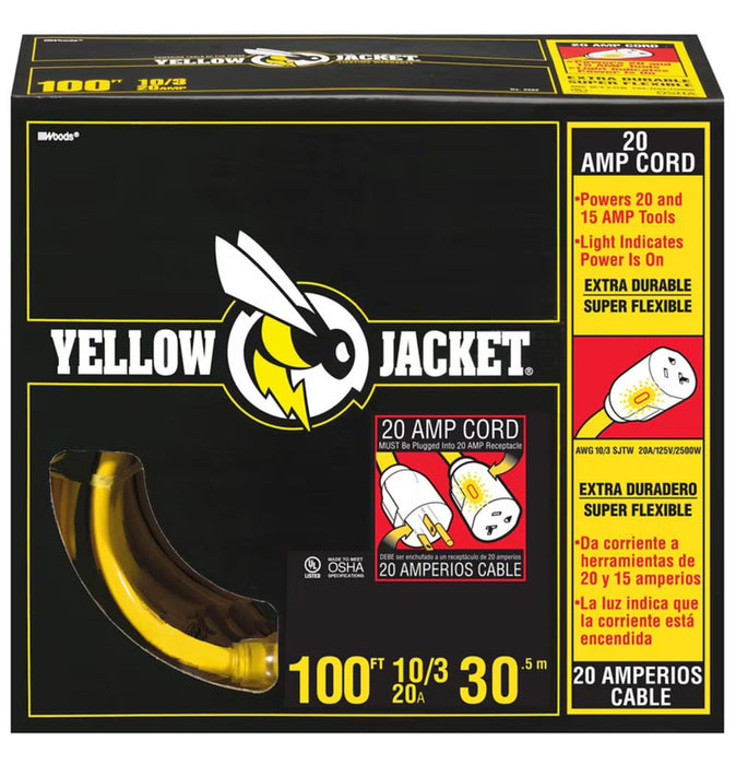 Yellow Jacket 100 ft. Outdoor Extension Cord with Light Indicator (New)