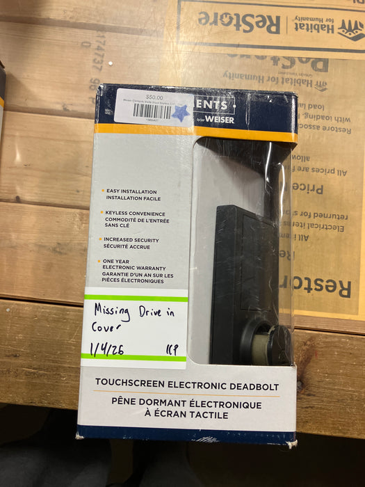 Weiser Elements Matte Black Keyless Entry Door Lock/Electronic Deadbolt (Missing Drive in Collar or Second Key)