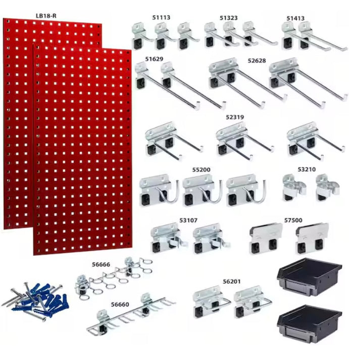 Triton Products LocBoard 36 in. H X 18 in. W Steel Pegboards with 30 pc. LocHook Assortment & Hanging Bin System (New)