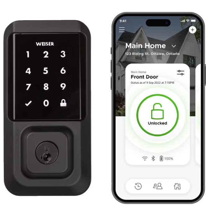 Weiser Halo Touchscreen Wi-Fi Smart Lock Keyless Entry Deadbolt, Alexa and Google Compatible, Matte Black (New)