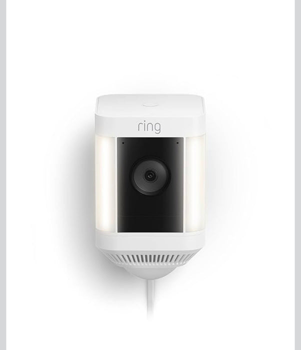 Ring Spotlight Cam Plus, Plug-in | Two-Way Talk, Colour Night Vision, and Security Siren - White (new)