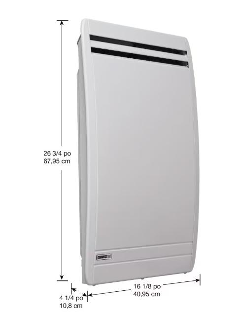 Convectair 18 3/8-Inch 1000W 240/208V Allegro II Panel Convector Electric Wall Heater in White with Thermostat (New)