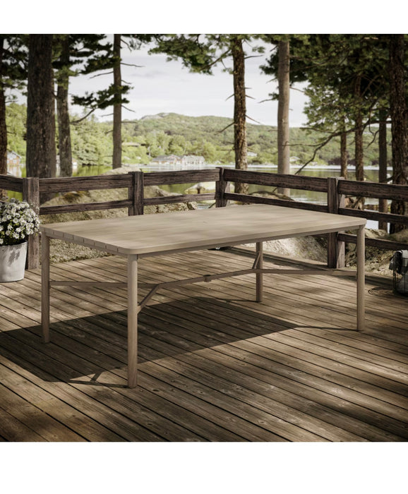 StyleWell Mix & Match 72 in. x 42 in. Rectangular Metal Slat Patio Dining Table in Faux Wood Finish (new)