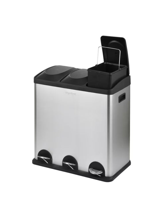 The Step N' Sort 60.5 L 3 Compartment Stainless Steel Trash and Recycling Bin (new)