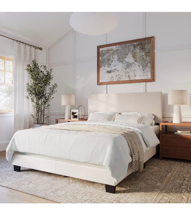 Corliving Celeste Queen Modern Beige Upholstered Bed Frame (new)