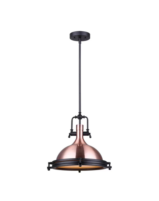 Canarm Rosa 1-Light Matte Black/Bronze Rod Pendant With Frosted Glass Diffuser (new)