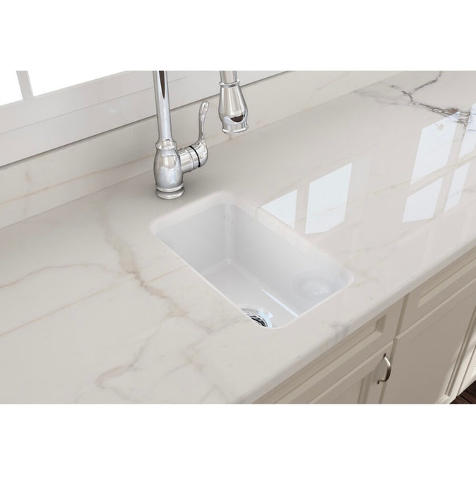 BOCCHI Sotto Dual-Mount Fireclay 12 inch Single Bowl Bar Sink in White (new out of box)