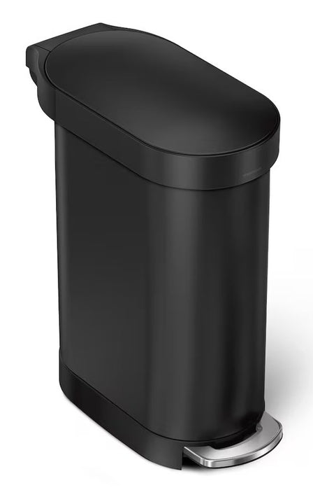 Simplehuman 45 Liter / 12 Gallon Slim Hands-Free Kitchen Step Trash Can with Liner Rim, Matte Black