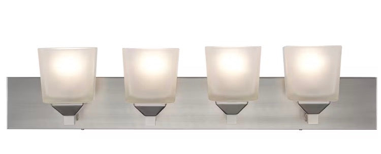 Bel Air Lighting Edwards 30-inch. 4-Light Brushed Nickel Bathroom Vanity Light Fixture with Frosted Glass Shades (New)