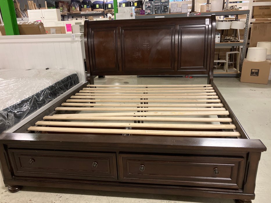 Brown king size bed frame (used)