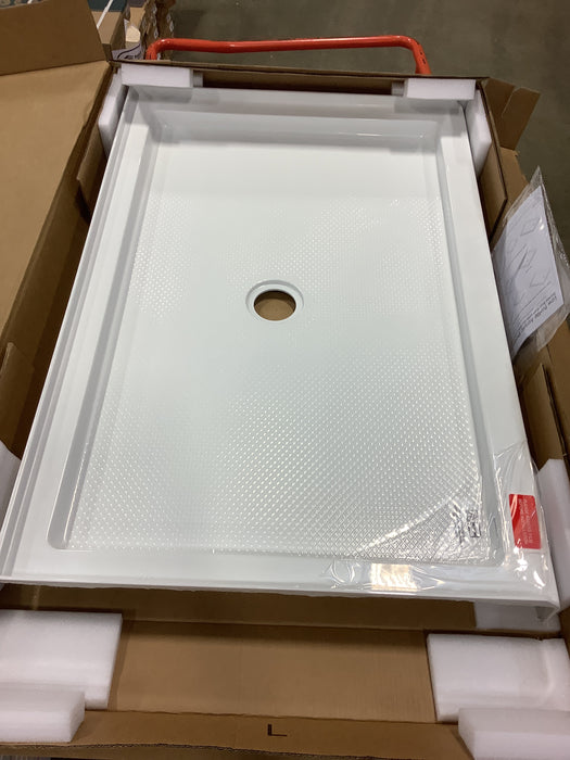 DreamLine SlimLine 32L x 48W x 2.75H in. Acrylic Alcove Shower Base Pan in White, Centre Drain with SlipGrip Slip-Resistant Technology