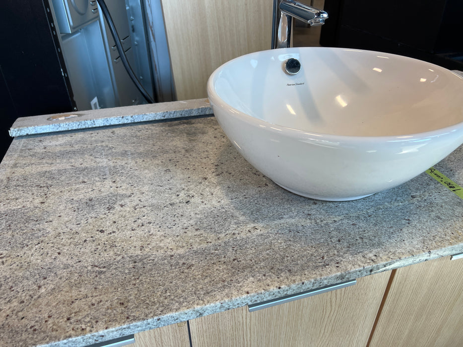 Light Oak Veneer Floating Vanity with Granite Counter