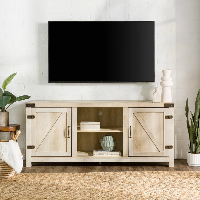 Neelon 58" 2-Door TV Stand for TVs up to 65" - Colour White Oak - W58BDSDWO