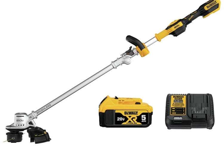 DEWALT 20V MAX Lithium-Ion Cordless Brushless 14-inch Folding String Trimmer with 5Ah Battery and Charger (new)
