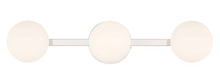 23in 3CCT Integrated LED Nickel Vanity Light with Opal Glass Globe Shade