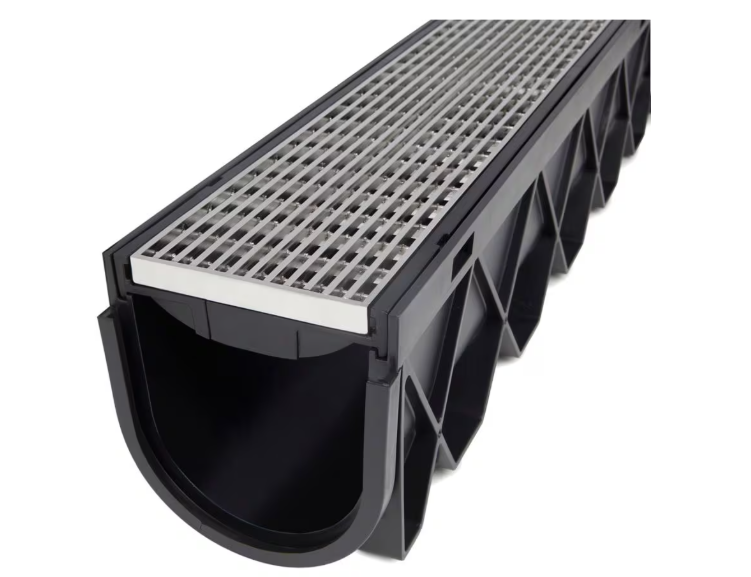 RELN 40 in. Storm Drain Deep Channel Drain Series with Architectural 316 Stainless Steel Grate