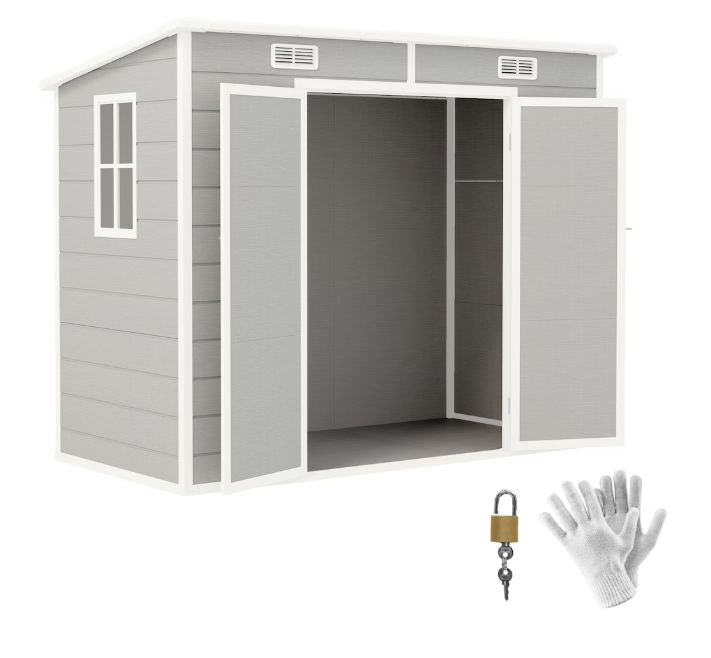 Outsunny 8' x 4' Resin Outdoor Storage Shed with Floor and Window