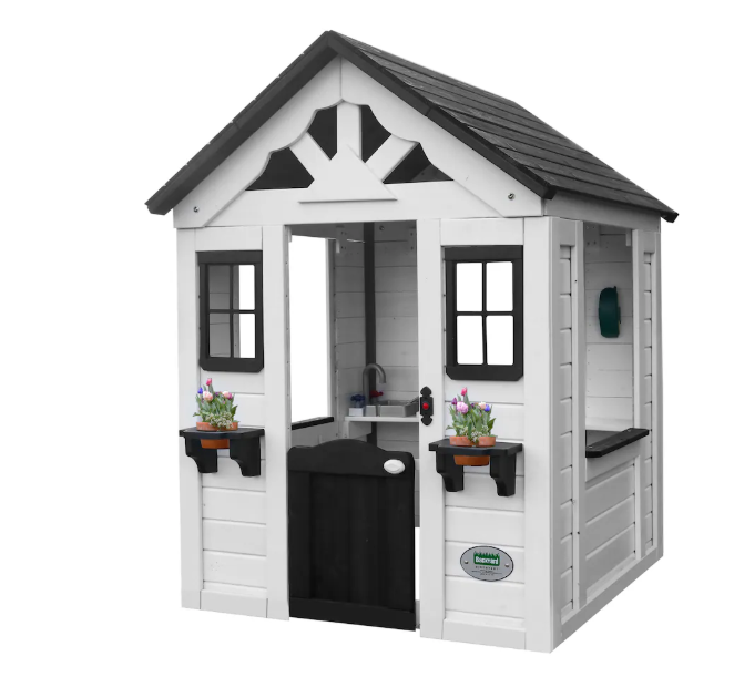 Backyard Discovery Sweetwater White Outdoor Wooden Playhouse (new)