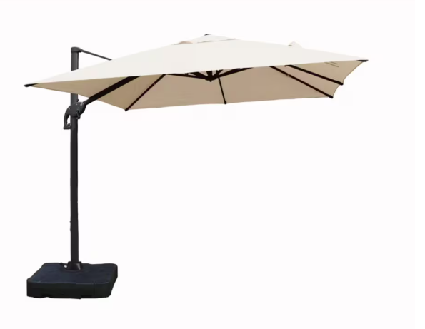 Velago Sabia Cantilever KD Square Umbrella 10ft with Base, Beige (new)