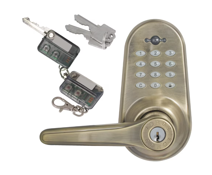 Forge Antique Brass Keyless Entry Electronic Lever Lock