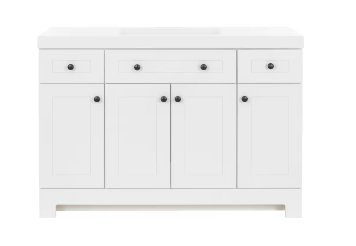 Everdean 48-inch W Bathroom Vanity in White with Cultured Marble Sink Top