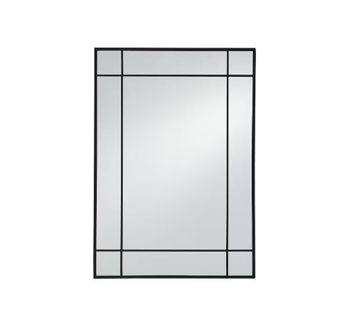 GlucksteinElements Burke 21-inch W x 30-inch H Window Panel Shape Metal Matte Black Frame Wall-Mounted Mirror