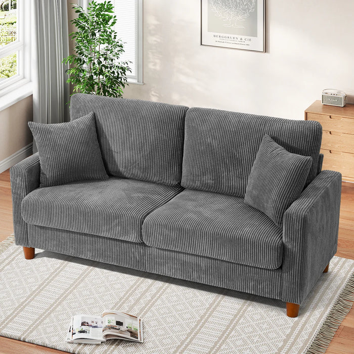 2-seater corduroy sofa - Upholstery Colour Grey - GESC009AHZH