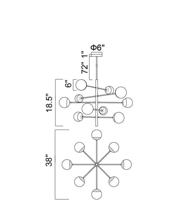 CWI Lighting Compass 10 Light Medallion Gold Chandelier (new)