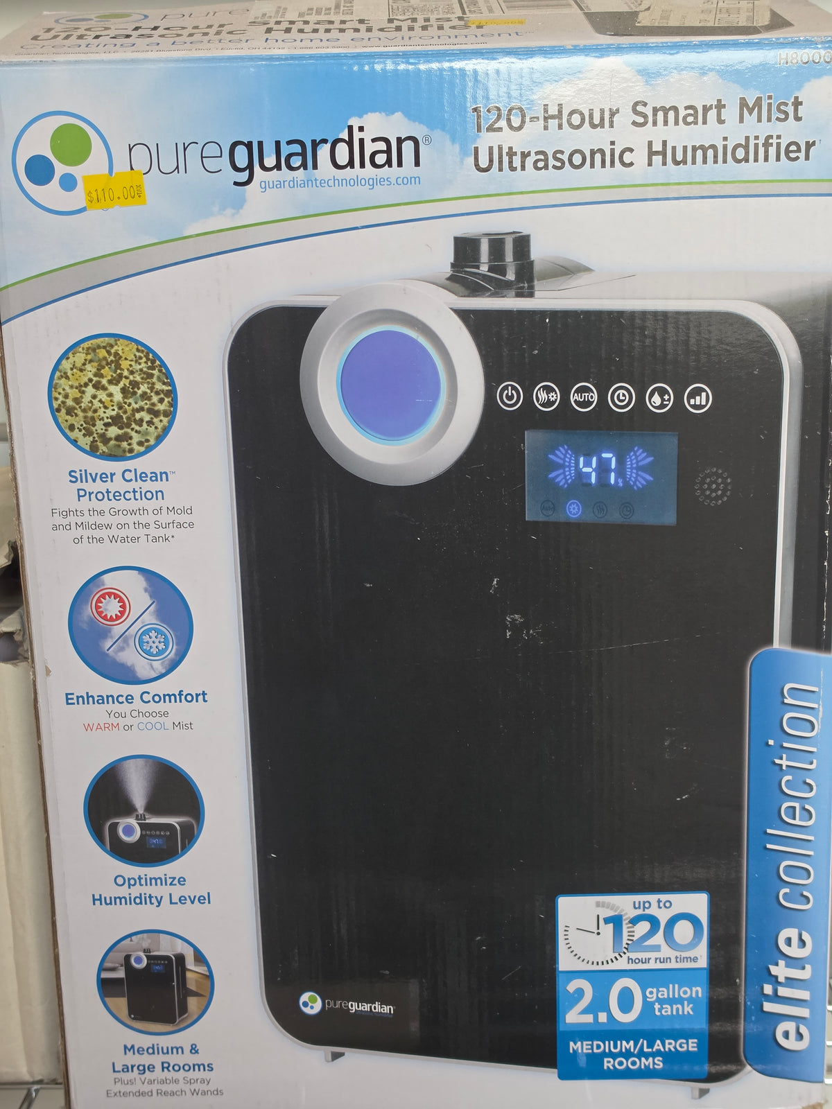 Humidifier PureGuardian 120-Hour Smart Mist Ultrasonic Humidifier ...