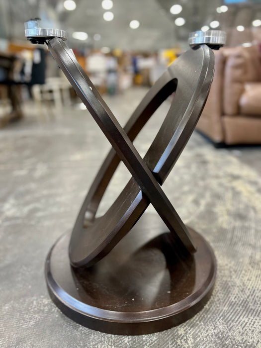 Small Glass Side Table with Wood Base