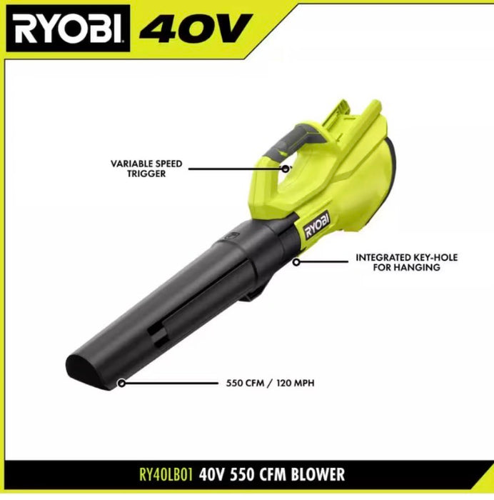 RYOBI 40V 120 MPH 550 CFM Cordless Battery Leaf Blower (Tool Only) (Used)