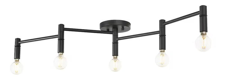 34-inch 5-Light Matte Black Flexible Wave Linear Track Lighting Kit with Adjustable Round Lamp Head